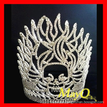 Fashion Flame Skull Halloween Pageant Tiara Crown With Clear Crystal